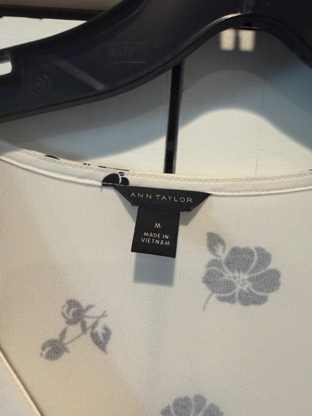 Ann Taylor Cream Blouse with Gray Floral Print - Picture 2 of 2
